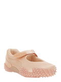 Mostro Pink Flats with Tread Sole and Logo on the Back in Fabric Unisex Textile Ballerinas