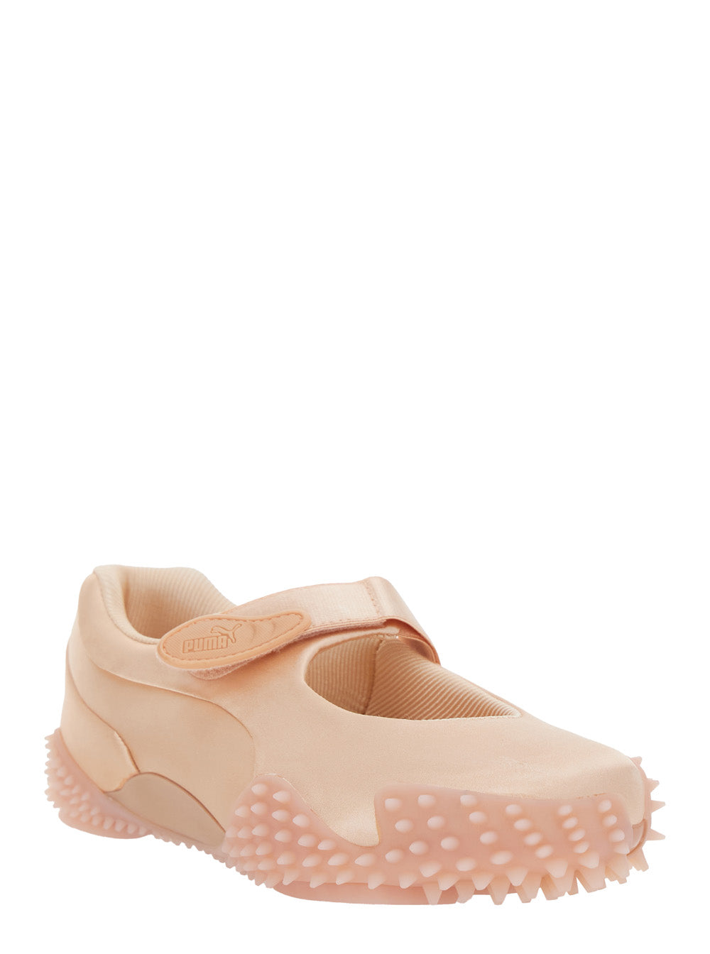 Mostro Pink Flats with Tread Sole and Logo on the Back in Fabric Unisex Textile Ballerinas