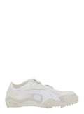 Mostro White Low Top Sneaker with Logo on Heel and Mesh Inserts in Fabric Unisex Textile