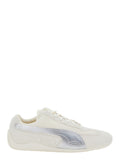 Speedcat Beige Low Top Sneakers with Logo Patch on the Tongue and Formstrip Detail Sidei n Leather Mesh Unisex Textile
