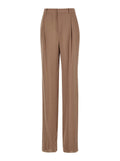 Beige Pants with High Waist and Pences on the Front in Silk Woman Trousers
