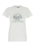 White T-Shirt with Graphic Print on the Front in Cotton Woman Tshirts And Polo Shirts