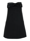Black Sleeveless Mini Dress With Bandeau And Beaded Oversize Bow Tech Fabric Woman