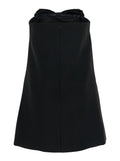 Black Sleeveless Mini Dress With Bandeau And Beaded Oversize Bow Tech Fabric Woman - UK 6