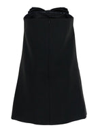 Black Sleeveless Mini Dress With Bandeau And Beaded Oversize Bow Tech Fabric Woman - UK 6