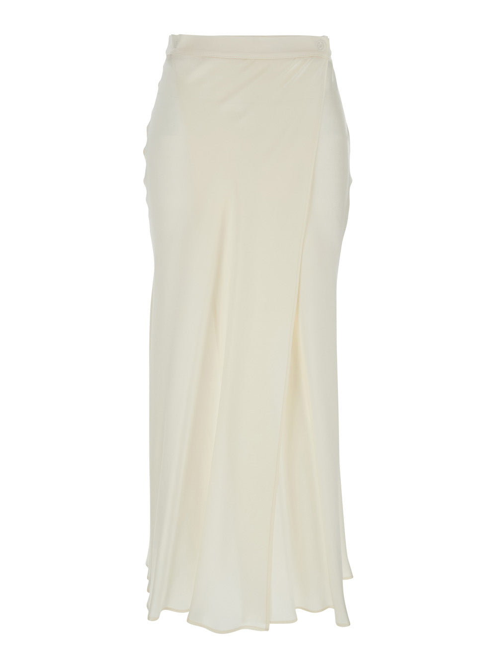 Ambra White Skirt with Wrap Design in Silk Blend Woman Acetate