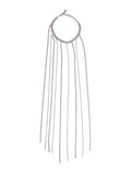 Silver-Colored Necklace with All-Over Applied Glass Crystals and Adjustable Clasp in Brass Woman Metallic Necklaces