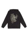 Black Hoodie with Fixed Hood and Maxi Logo Print on the Front in Cotton Boy Sweatshirts