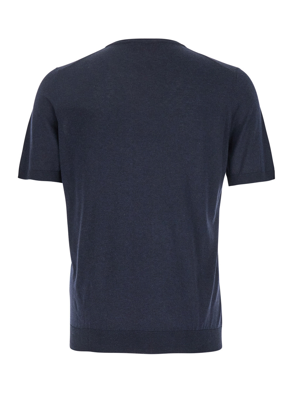 Blue Crewneck T-shirt with Ribbed Edges in Cotton Man Blu Tshirts And Polo Shirts