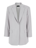 Grey Single Breasted Jacket with Classic Lapels in Tech Fabric Woman Metallic Triacetate polyester Blazers