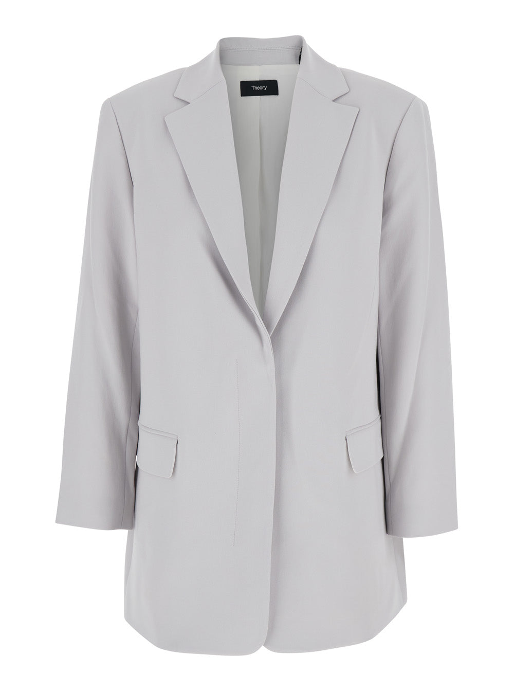 Grey Single Breasted Jacket with Classic Lapels in Tech Fabric Woman Metallic Triacetate polyester Blazers