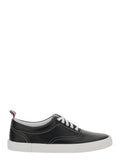 Heritage Black Sneakers with Logo Tab on Heel in Leather Man Calf
