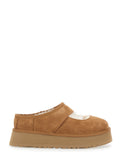Bea Mary Jane Brown Mules with Cut-Out Detail in Suede Woman Sheep Leather Flat Shoes