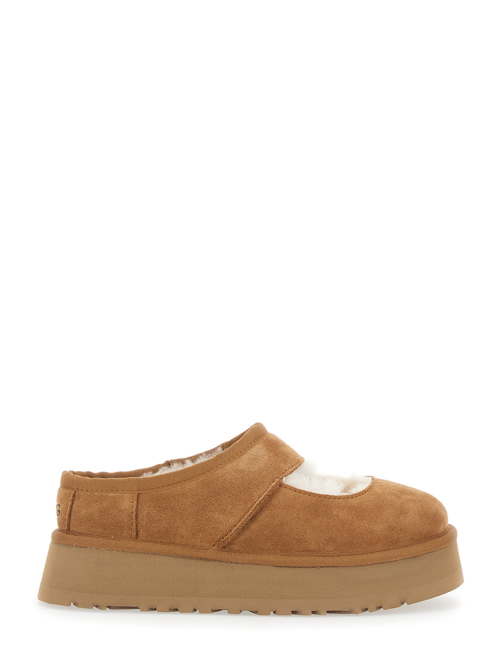 Bea Mary Jane Brown Mules with Cut-Out Detail in Suede Woman Sheep Leather Flat Shoes