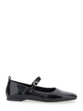 Delia Black Ballerinas with Adjustable Strap in Shiny Leather Woman Cow