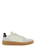 V-82 Grey Low Top Sneakers with Logo Patch on Tongue and Side Letteirng the Heel in Leather Unisex