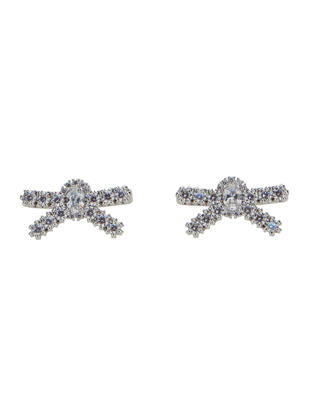 Metallic Earings with Gemstone Embellishments and Bow Design in Brass Blend Woman Earrings