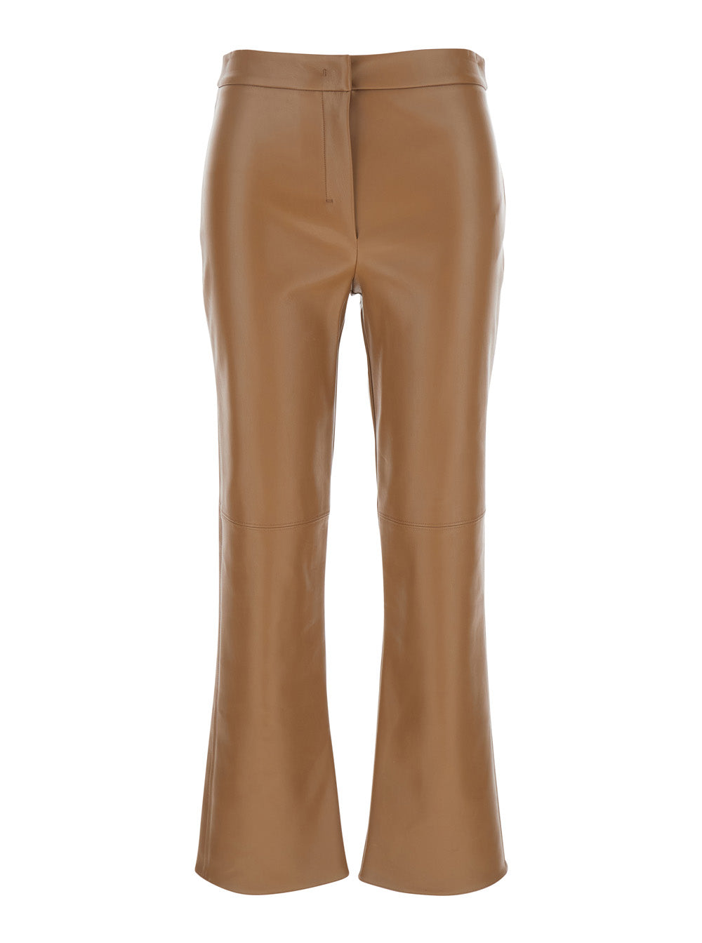 Sublime Brown Flared Pants in Ecoleather Woman Polyester Trousers