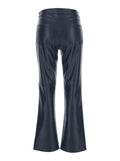 Sublime Dark Blue Pants with Flared Leg in Eco Leather Woman Blu Polyester Trousers