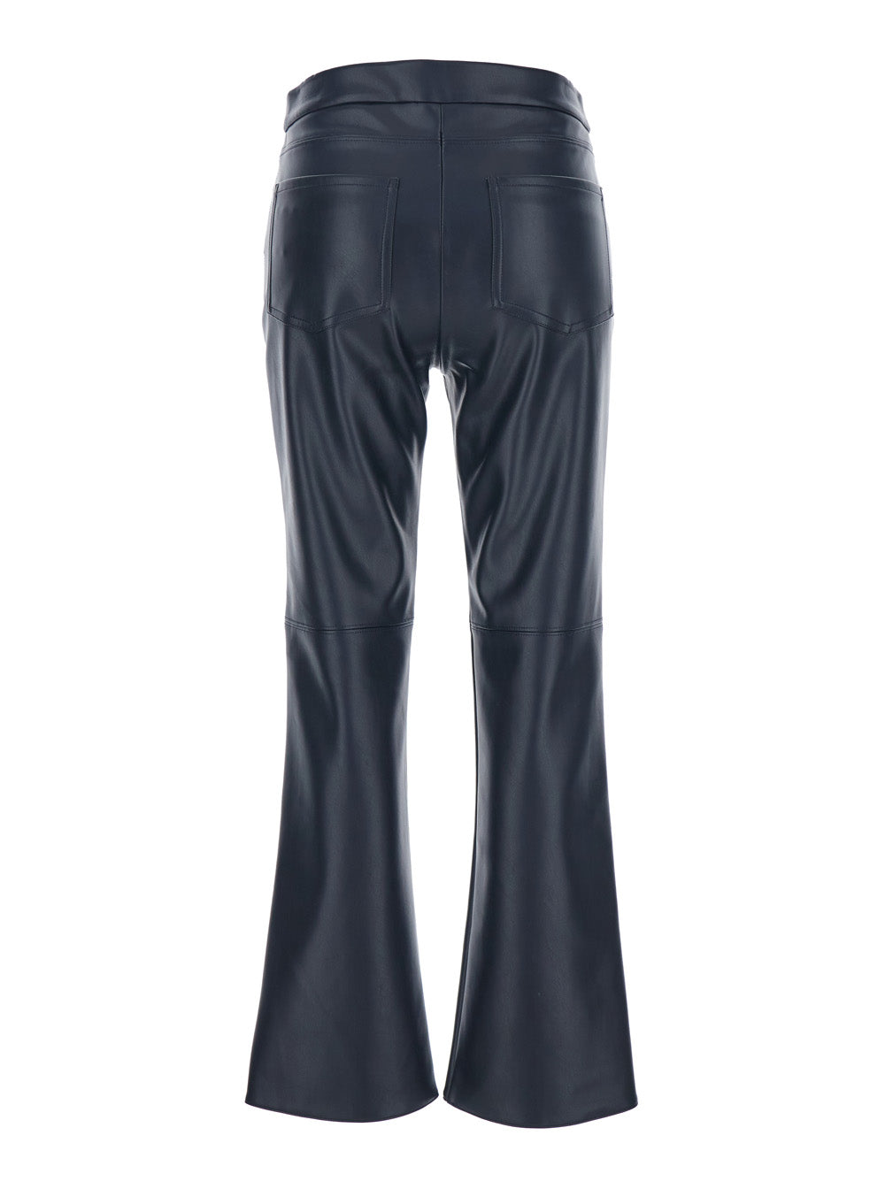 Sublime Dark Blue Pants with Flared Leg in Eco Leather Woman Blu Polyester Trousers