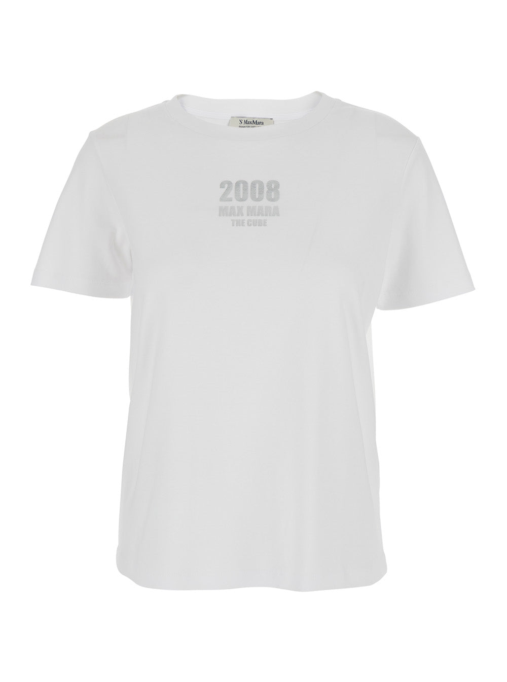 Quieto White Crewneck T-Shirt with Logo Print on the Front in Cotton Woman Tshirts And Polo Shirts