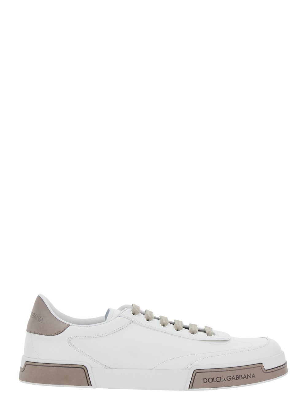 Portofino White Sneaker with Logo Print on the Sole in Leather Man Lamb Calf