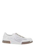 PortofinoWhite Sneakers with Mesh Inserts and Embossed Logo on the Side in Leather Man White Goat Calf