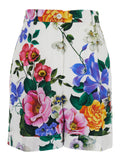 Multicolor Bermuda Shorts with All-Over Floral Pattern Print in Cotton Woman And