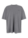 Grey T-Shirt with Logo Embroidered on the Front and Print Back in Cotton Man Tshirts Polo Shirts