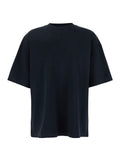 Blue T-Shirt with Logo Embroidered on the Front and Print Back in Cotton Man Blu Tshirts Polo Shirts