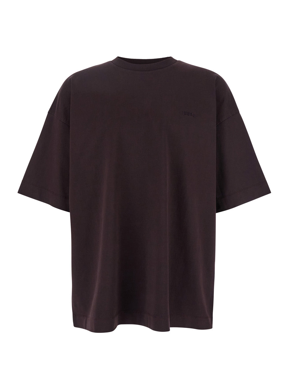 Bordeaux T-Shirt with Logo Embroidered on the Front and Print Back in Cotton Man Tshirts Polo Shirts