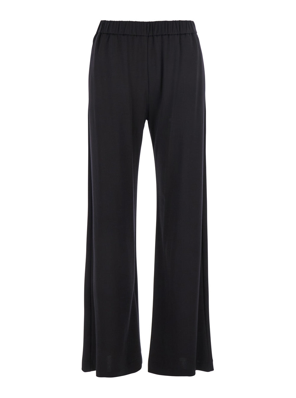 Black Pants with Elastic Waist and Side Pockets in Fabric Woman Trousers