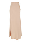 Beige Long Skirt with Ruffle Detail at the Bottom in Satin Woman Polyester