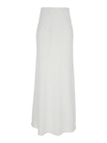 White Long Skirt with Ruffle Detail at the Bottom in Satin Woman Polyester