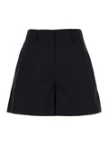 Black Shorts with Belt Loops in Cotton Woman Polyamide Elastane And Bermuda