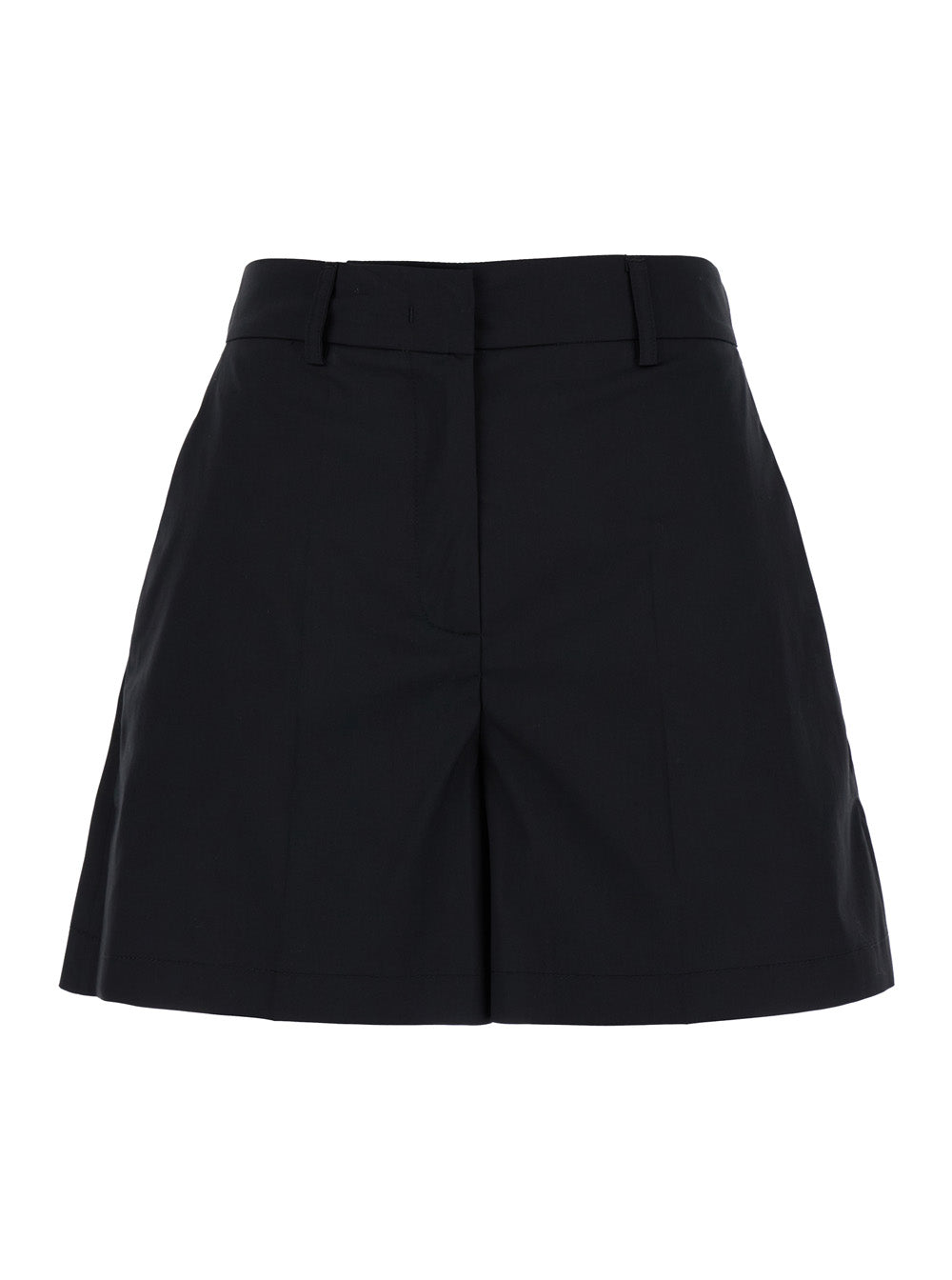 Black Shorts with Belt Loops in Cotton Woman Polyamide Elastane And Bermuda