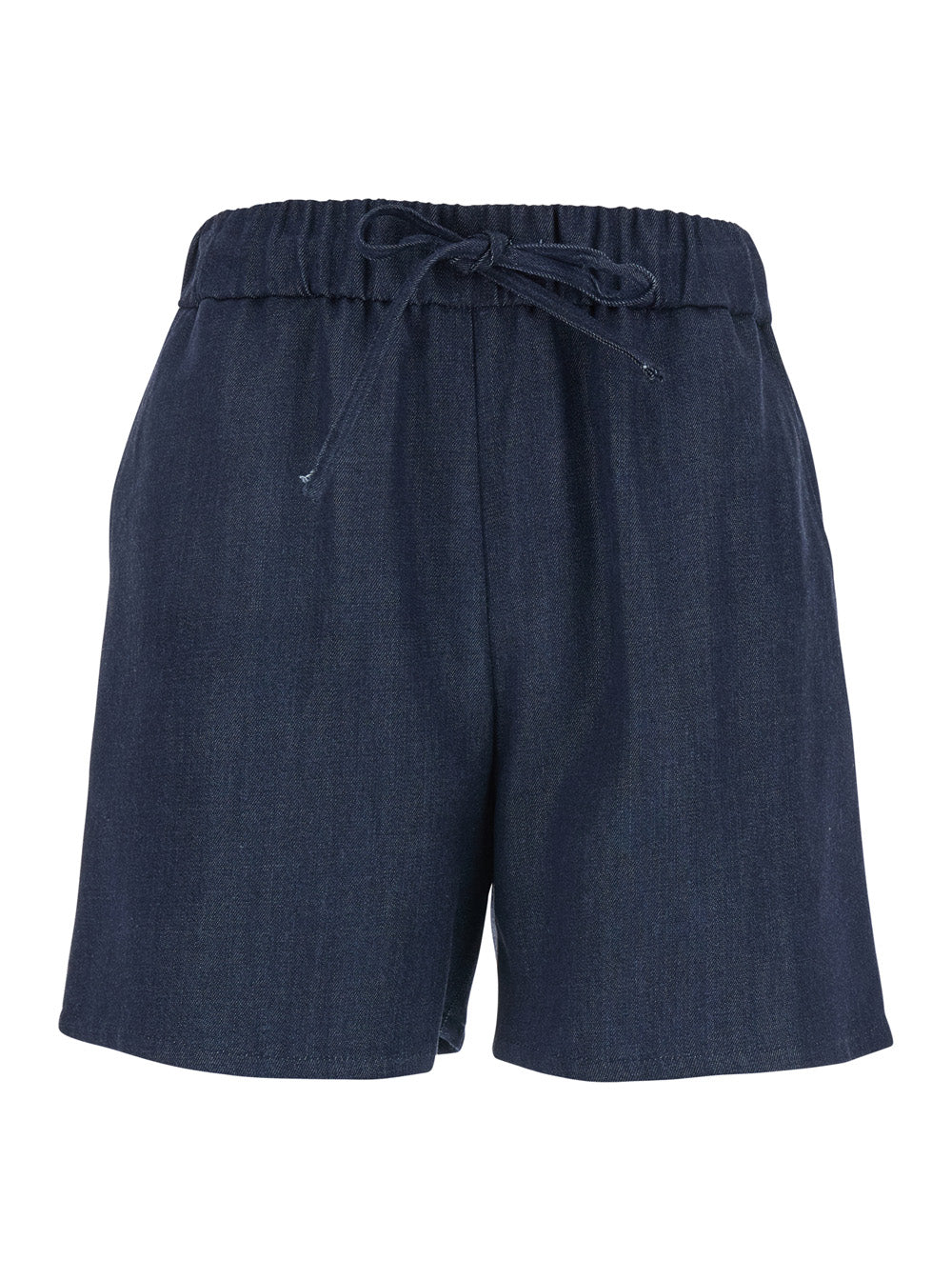 Blue Shorts with Elastic Drawstring Waist in Tech Fabric Woman Blu Tencel And Bermuda