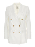 White Double-Breasted Blazer in Linen Woman Blazers