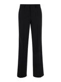 Straight Black Pants with Belt Loops in Fabric Woman Polyester Elastane Trousers
