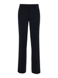 Straight Blue Pants with Belt Loops in Fabric Woman Blu Polyester Elastane Trousers