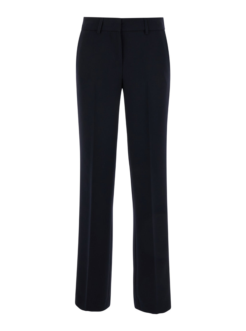 Straight Blue Pants with Belt Loops in Fabric Woman Blu Polyester Elastane Trousers
