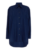 Oversized Blue Shirt in Cotton Woman Blu Polyester And Blouses