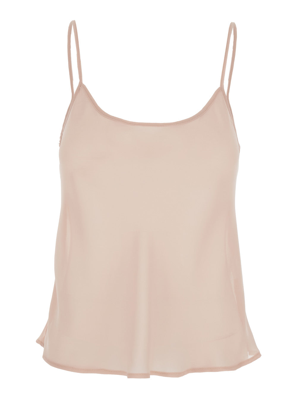 Pink Top with Spaghetti Straps and Square Neck in Fabric Woman Tops