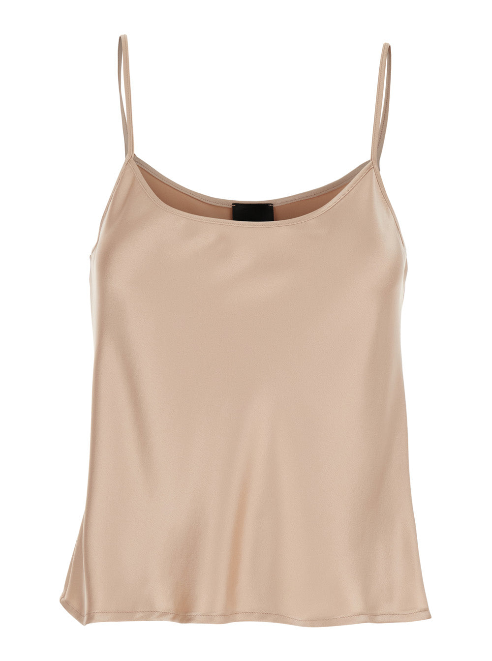 Beige Top with Spaghetti Straps in Satin Woman Polyester Tops