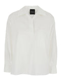 White Shirt with Polo Style Collar in Cotton Blend Woman Polyamide Elastane And Blouses
