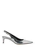 Luisa Metallic Slingback Pumps with Medium Stiletto Heel and Mirror Effect in Leather Woman Heels