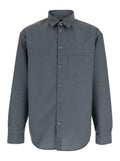 Grey Shirt with Classic Collar in Virgin Wool Blend Man Polyester And Blouses
