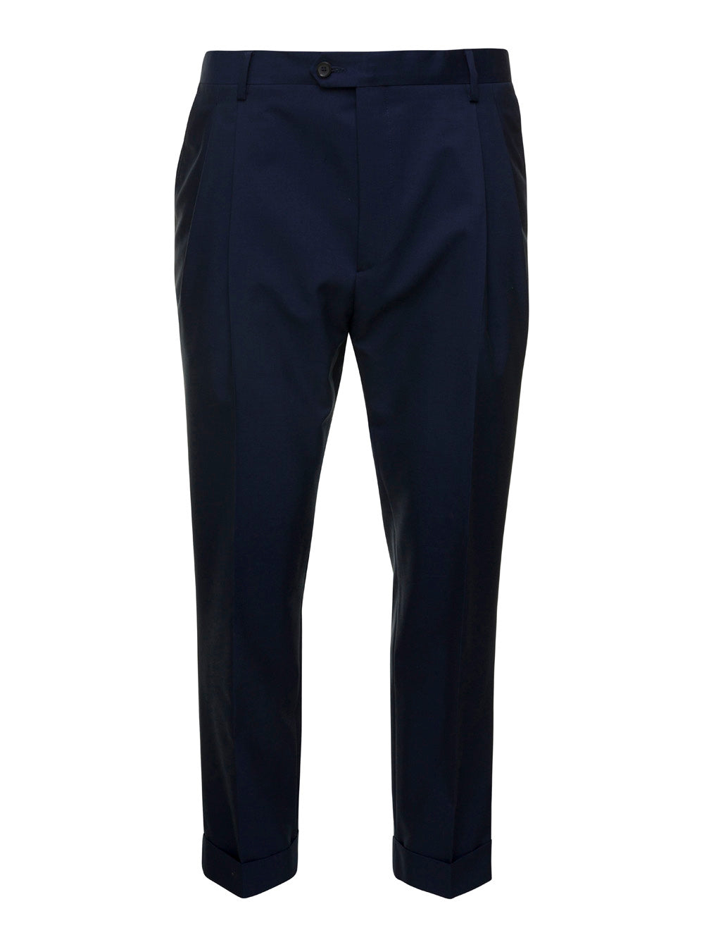 Blue Tailored Trousers in Wool Blend Man Blu Virgin Cotton
