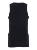 TANKTOP - Black Sleeveless Crew Neck Top with Front Embroidery in Cotton for Women Elastane Tops