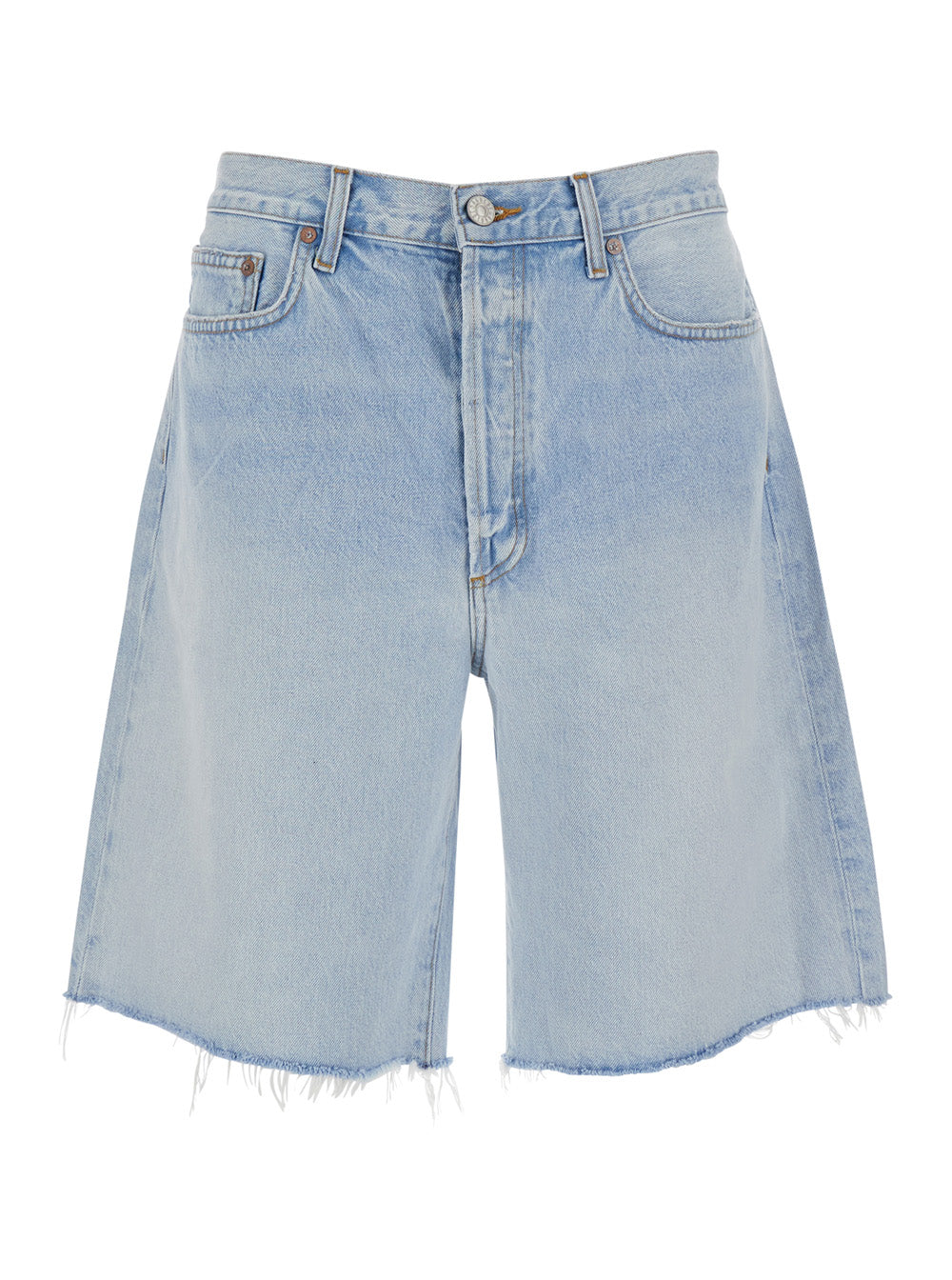 Blue Shorts anson in ruse with Pockets and Straight Hem Cotton Lyocell for Women Light Bermuda